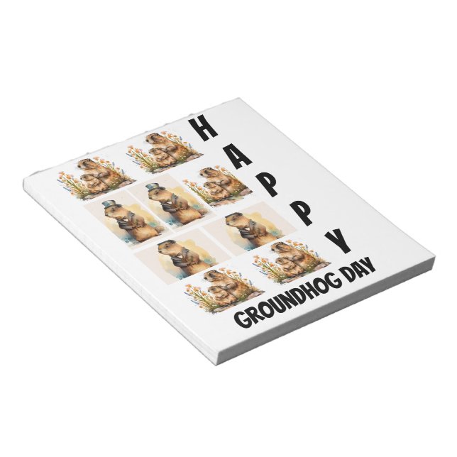 Personalised Modern Groundhog Day 9  Photo Collage Notepad (Angled)