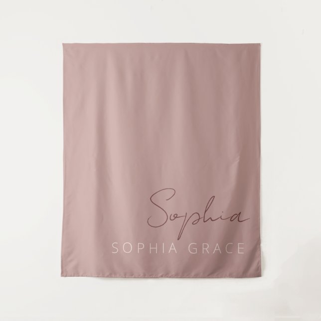Personalised Modern Handwritten Script Dusty Pink Tapestry (Front)