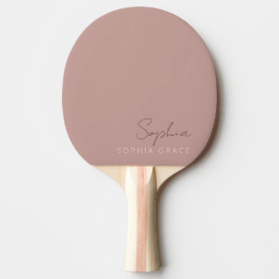 Personalised Modern Handwritten Script Dusty Rose Ping Pong Paddle