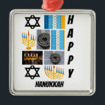 Personalised Modern Hanukkah 9  Photo Collage   Metal Tree Decoration<br><div class="desc">Personalised Modern Hanukkah 9  Photo Collage. Make a unique product by using your own photos and Text.</div>