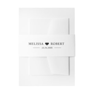 Personalised Modern Heart Black & White Wedding Invitation Belly Band