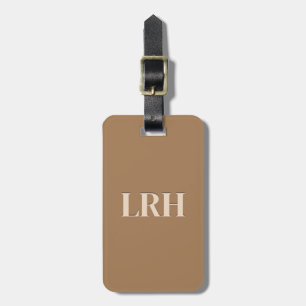 Personalised Modern Initial Contemporary Brown Luggage Tag