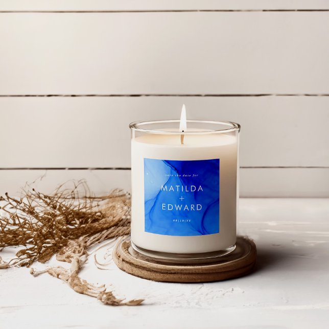 Personalised Modern Ink Bold Navy Blue Wedding  Square Sticker (Creator Uploaded)