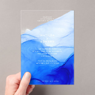 Personalised Modern Ink Wedding Abstract Bold Acrylic Invitations