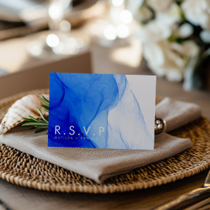Personalised Modern Ink Wedding Bold Blue Abstract Enclosure Card
