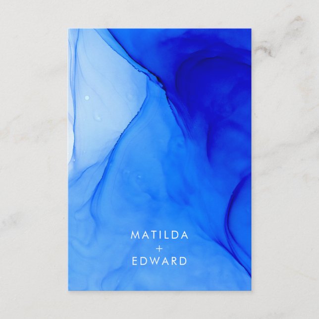 Personalised Modern Ink Wedding Details Bold Blue Enclosure Card (Front)