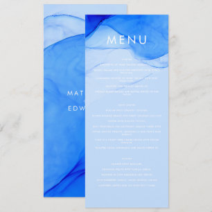 Personalised Modern Ink Wedding Menu Bold Blue
