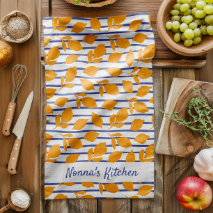 Personalised Modern Italian kitchen Lemons Tea Towel