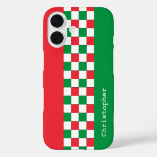 Personalised Modern Italian Racing Checks iPhone 16 Case