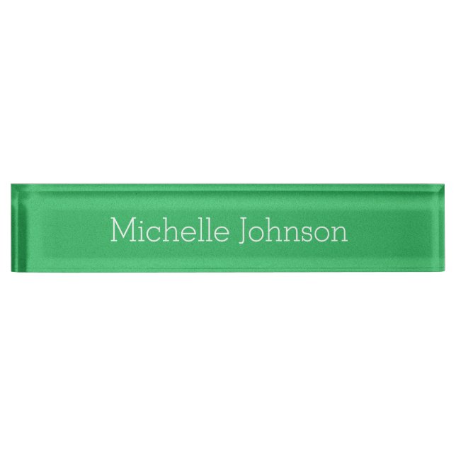Personalised Modern Kelly Green Grainy Texture Nameplate (Front)