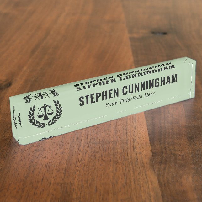 Personalised Modern Law Lawyer Attorney Nameplate (Side)