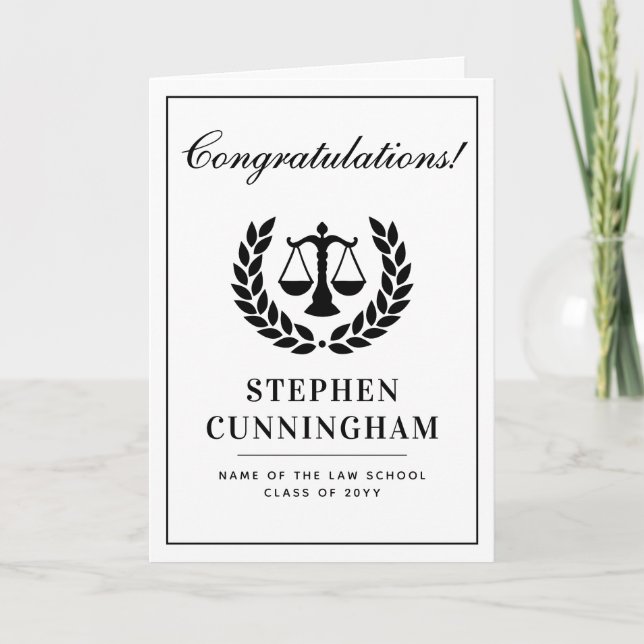Personalised Modern Law School Graduation Card (Front)