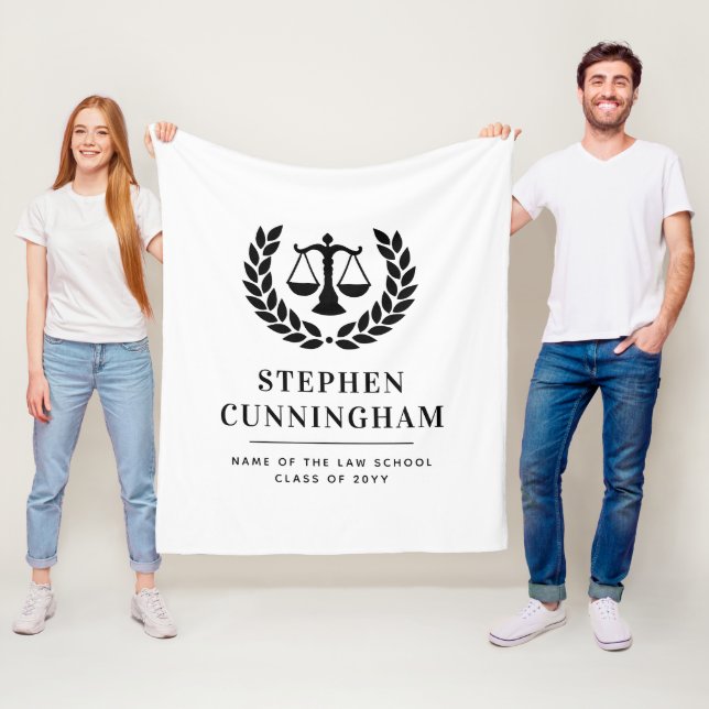 Personalised Modern Law School Graduation Fleece Blanket (In Situ)