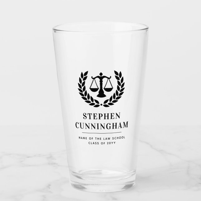Personalised Modern Law School Graduation Glass (Front)
