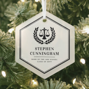Personalised Modern Law School Graduation Glass Tree Decoration