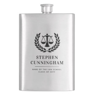 Personalised Modern Law School Graduation Hip Flask