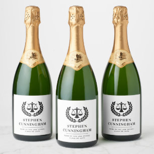 Personalised Modern Law School Graduation Sparkling Wine Label