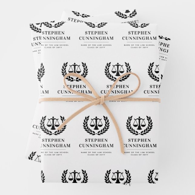 Personalised Modern Law School Graduation Wrapping Paper Sheet (In situ)