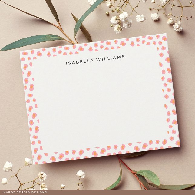 Personalised Modern Leopard Animal Print Pattern Card (The front of the card is shown at a 4.25 x 5.5 inch size. Choose size, paper, + corner style.)