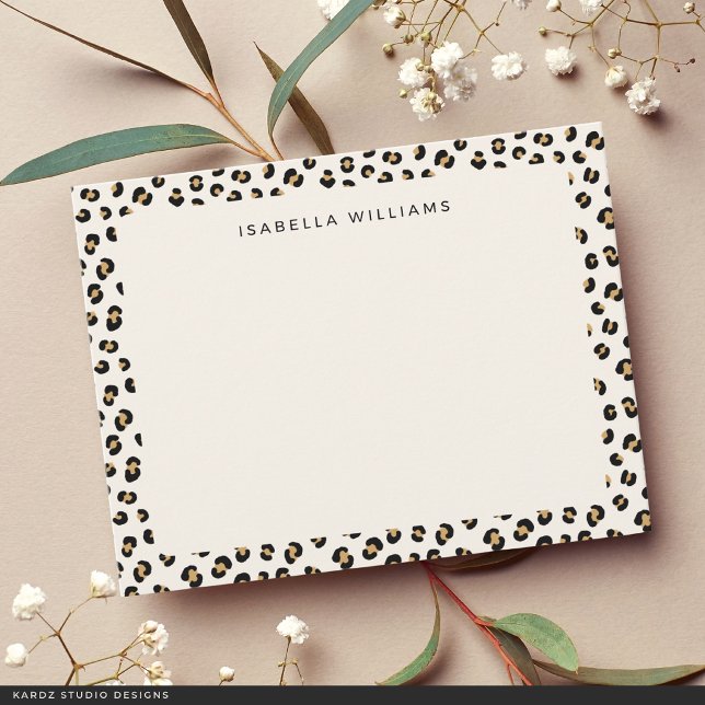 Personalised Modern Leopard Animal Print Pattern Card (The front of the card is shown at a 4.25 x 5.5 inch size. Choose size, paper, + corner style.)