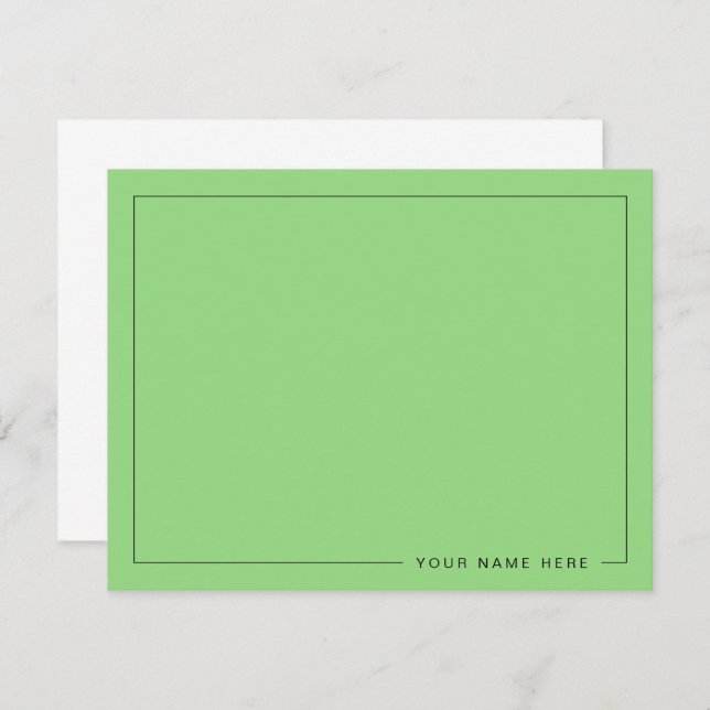Personalised Modern Light Green Flat Note Card (Front/Back)