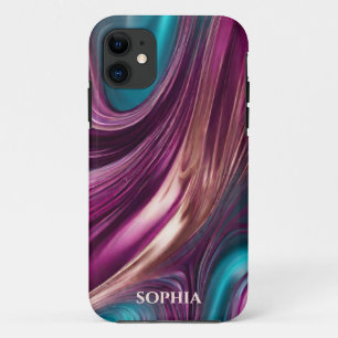 Personalised Modern-Magenta, Turquoise and Gold- Case-Mate iPhone Case