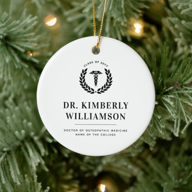 Personalised Modern Medical School Graduation Ceramic Tree Decoration (Tree)