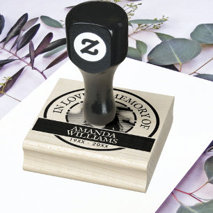 Personalised Modern Memorial Photo, Name, Text Rubber Stamp