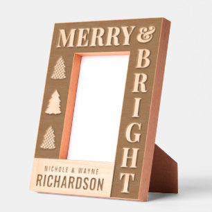 Personalised Modern Merry & Bright Christmas Etched Frames