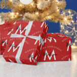 Personalised Modern Merry Christmas Red Monogram Wrapping Paper<br><div class="desc">A personalised modern "Merry Christmas" monogram design with a Xmas red background colour. An ideal festive custom design for the holiday season. Customise the monogram and make it your own!</div>