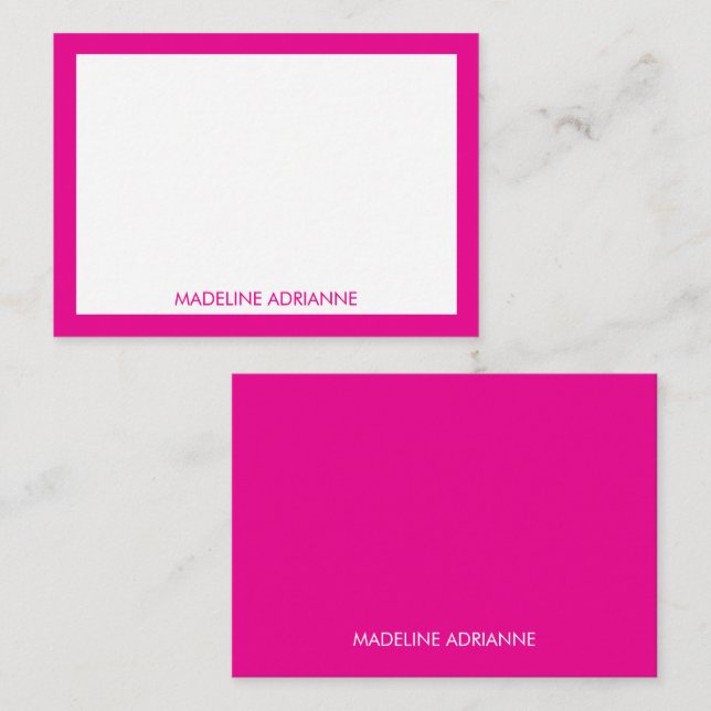 Personalised Modern Minimal Hot Pink Name  Card (Front/Back)