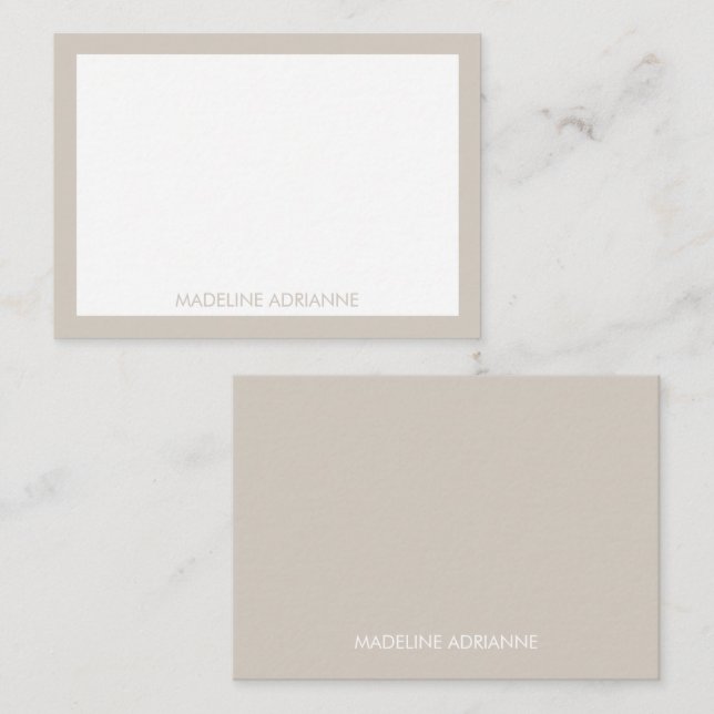 Personalised Modern Minimal Warm Greige Name Card (Front/Back)