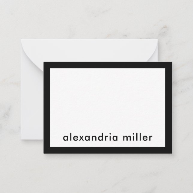 Personalised Modern Minimalist Black White Name Card (Front)