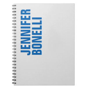 Personalised Modern Minimalist Bold Text Blue Notebook
