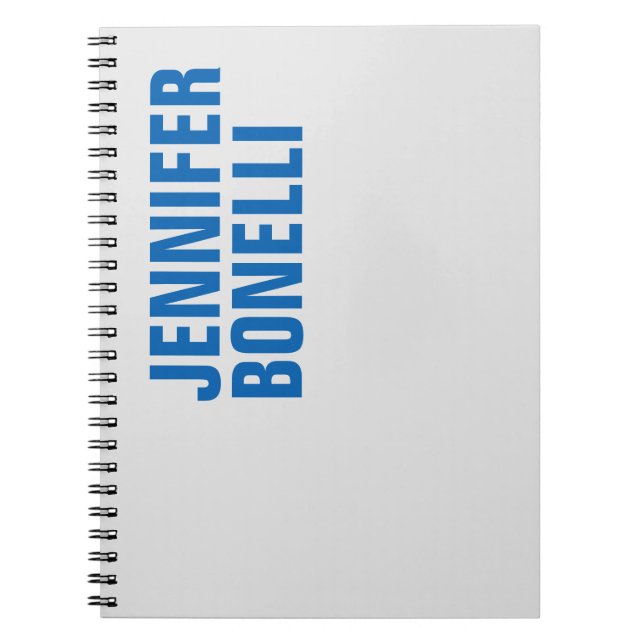 Personalised Modern Minimalist Bold Text Blue Notebook (Front)