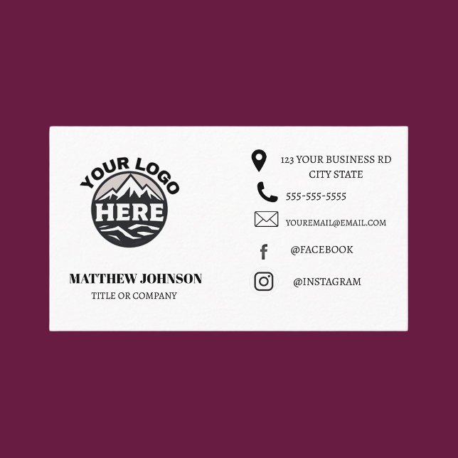 Personalised Modern Minimalist Logo Social Media  Business Card (Creator Uploaded)