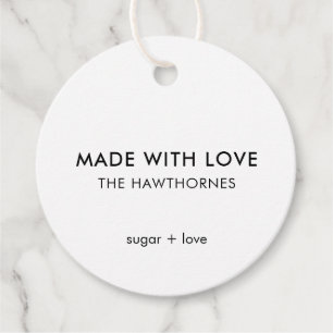 Personalised Modern Minimalist Made With Love Favour Tags