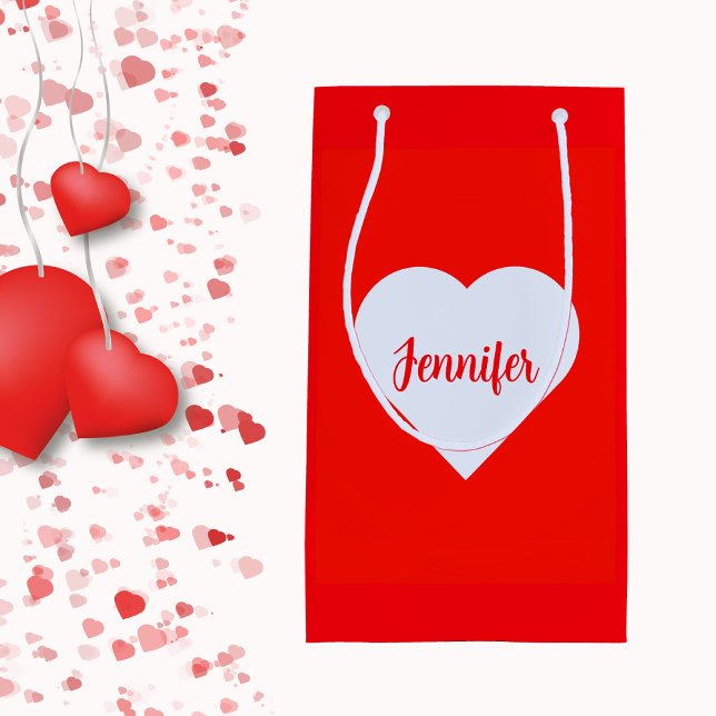 Personalised Modern Minimalist Red Valentine  Small Gift Bag (Creator Uploaded)