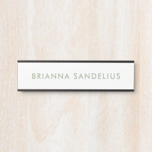 Personalised modern minimalist sage green script door sign