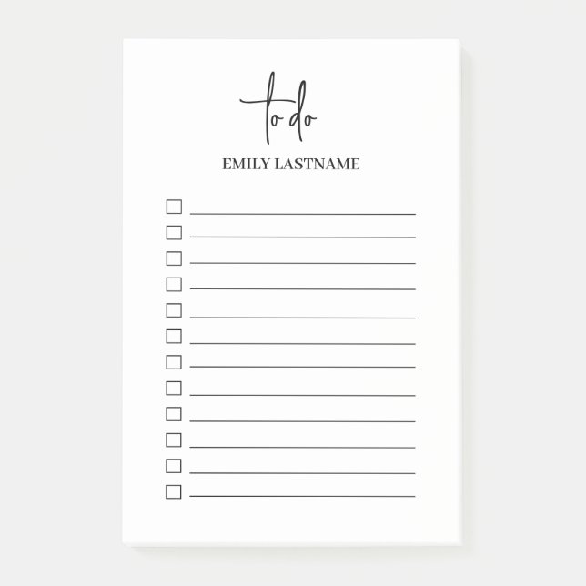 Personalised Modern Minimalist To Do List Notes (Front)