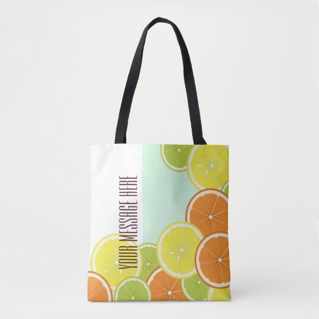 Personalised Modern Mint Green Citrus Fruit Slices Tote Bag (Front)