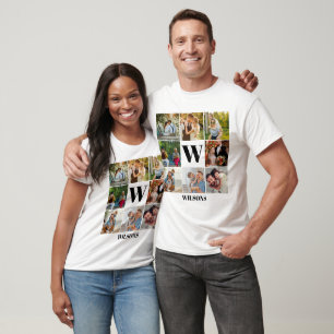 Personalised Modern Monogram Family Photo Collage T-Shirt