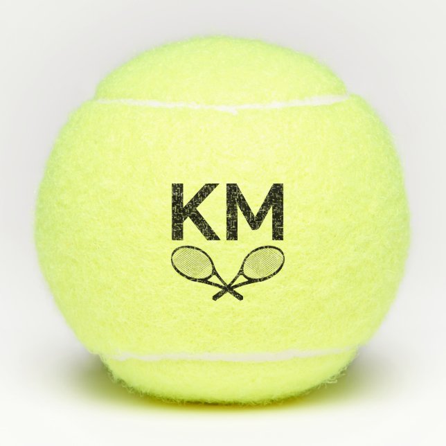 Personalised Modern Monogram Initials Stylish  Tennis Balls (Front)