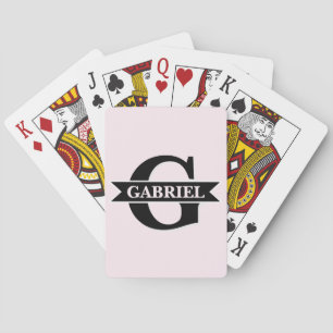 Personalised Modern Monogram Name medium red viole Playing Cards