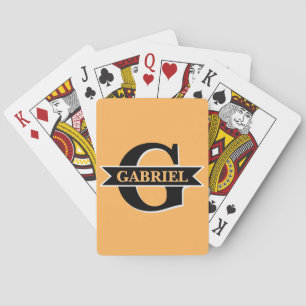 Personalised Modern Monogram Name Orange Playing Cards