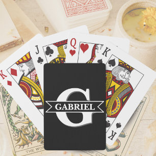 Personalised Modern Monogram Name Poker Cards