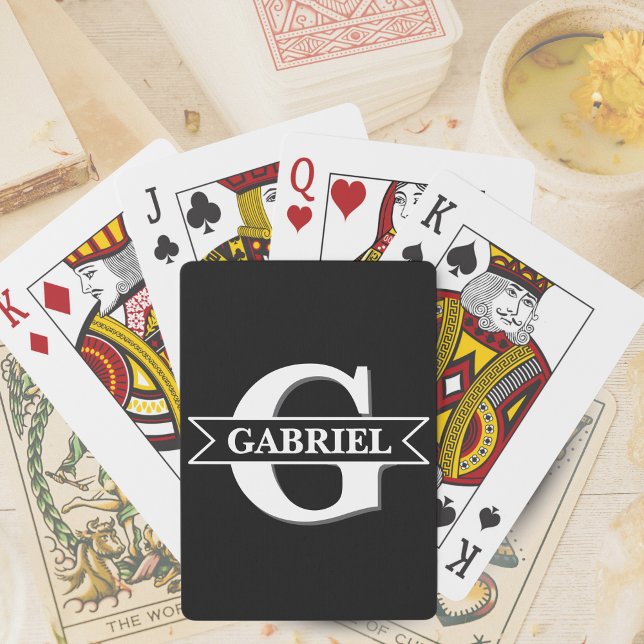 Personalised Modern Monogram Name Poker Cards (Personalized Modern Monogram Name Poker Cards - Black -
)