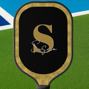 Personalised Modern Monogram Script Name  Pickleball Paddle
