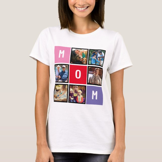 Personalised Modern Mothers day Mum Photo Collage T-Shirt (Front)