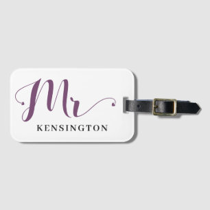 Personalised Modern Mr Newlywed Typography Luggage Tag